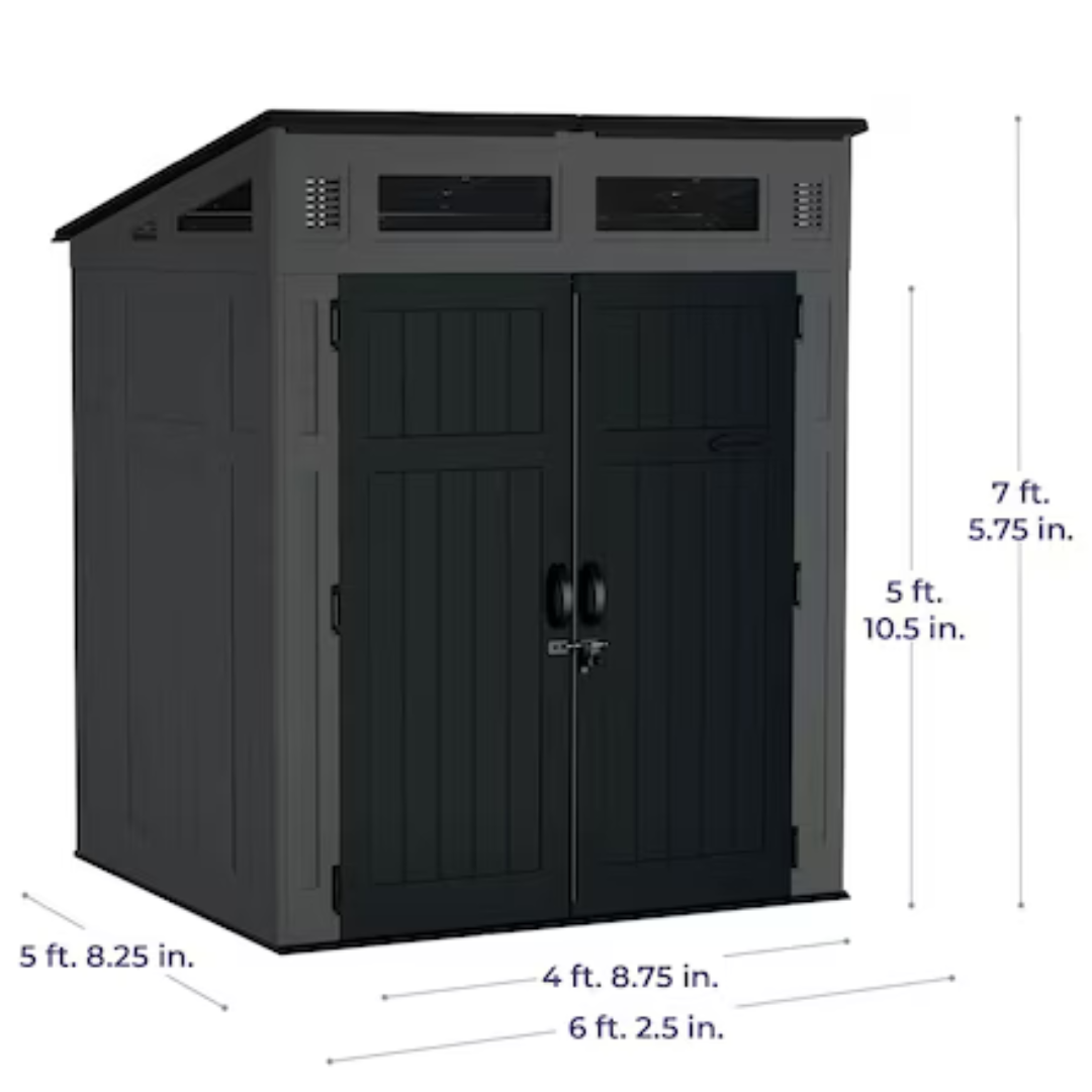 Rimal 6-ft x 5-ft Black Lean-to Resin Storage Shed (Floor Included)